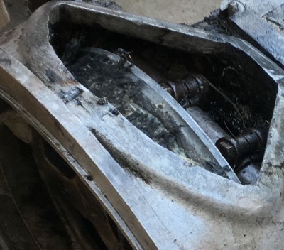 you can just see the knot of asbestos which had freyed and bunched up